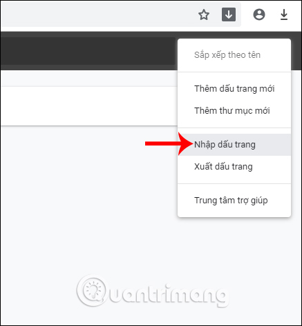 Nhập dấu trang bookmark