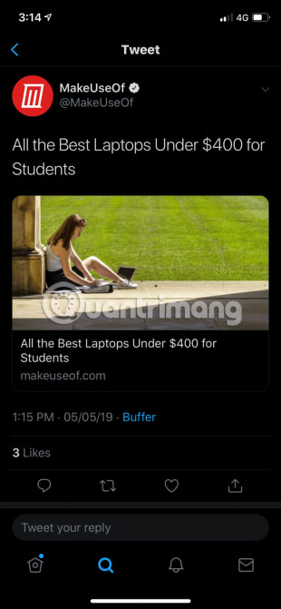 Độ tương phản của Twitter đủ tốt để đọc