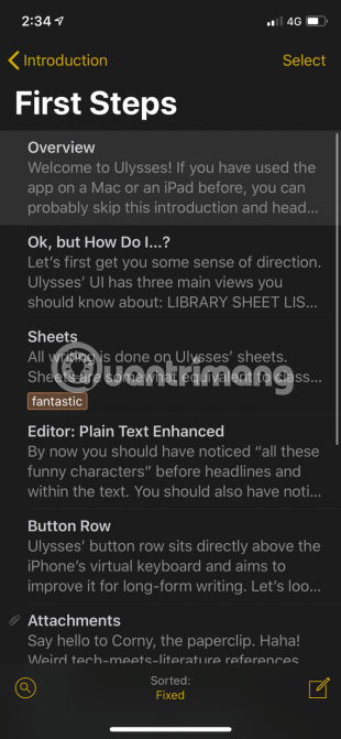 Ulysses hỗ trợ dark mode