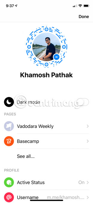 Chế độ Dark Mode trên FB Messenger