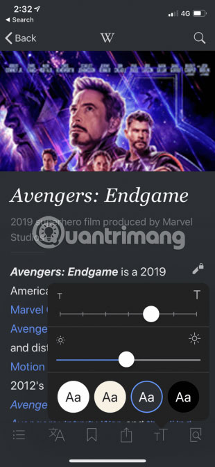 Ứng dụng Wikipedia hỗ trợ Dark Mode