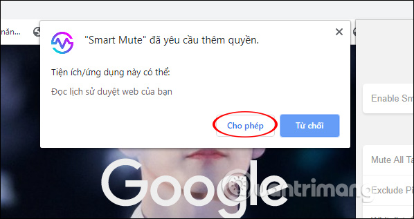 Cho phép sử dụng lịch sử