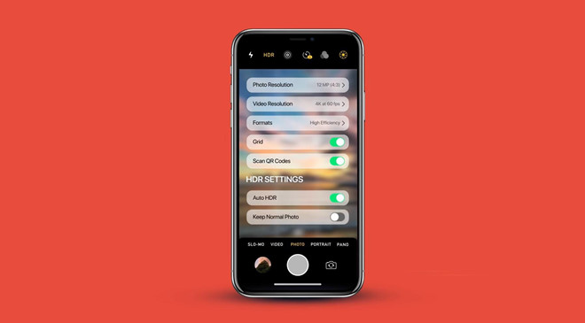 Bổ sung thêm phần cài đặt trên giao diện camera trên iOS 13