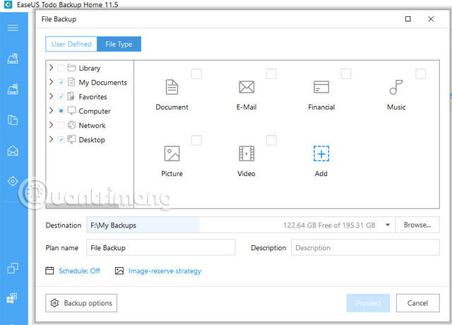 Chọn kiểu file sao lưu EaseUS Todo Backup