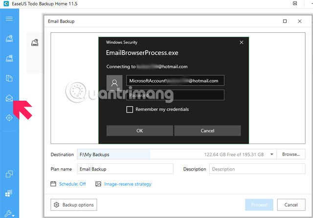 Sao lưu Email EaseUS Todo Backup