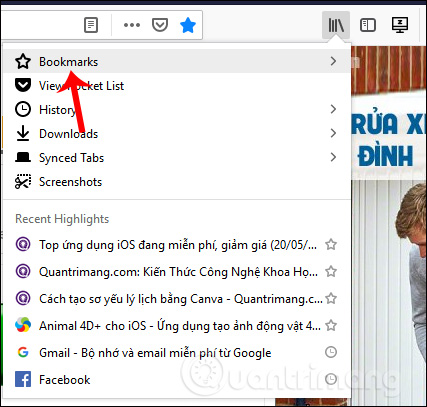 Truy cập Bookmarks