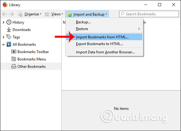 Nhập file bookmark