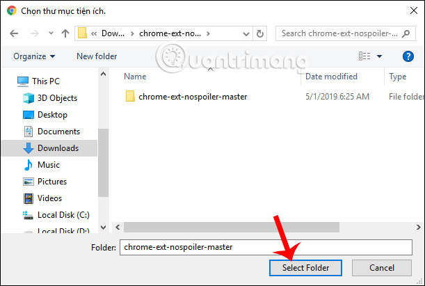 Chọn thư mục tiện ích