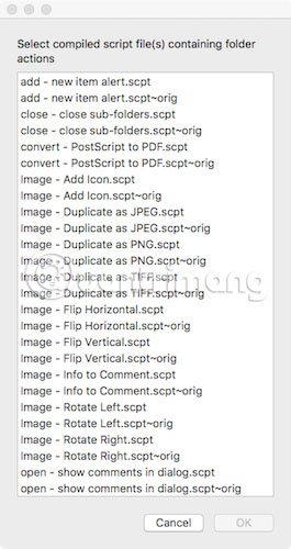 Đi đến Folder Actions > Attach Scripts to a Folder