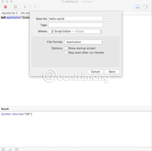 Sử dụng AppleScript để biến tập lệnh bash thành các ứng dụng có thể nhấp