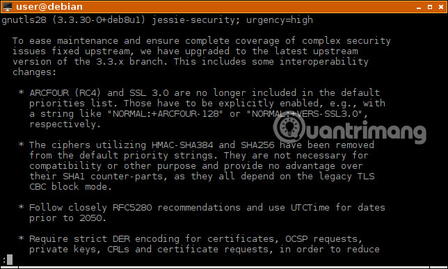 Sau khi nâng cấp nhấn q để thoát