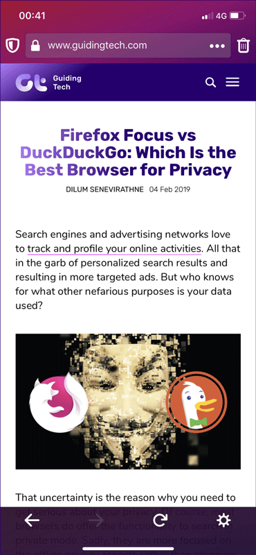Duyệt web trên Firefox Focus