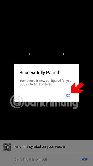 Quét mã QR kính Vr thành công