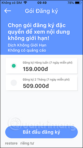 Đăng ký gói dùng