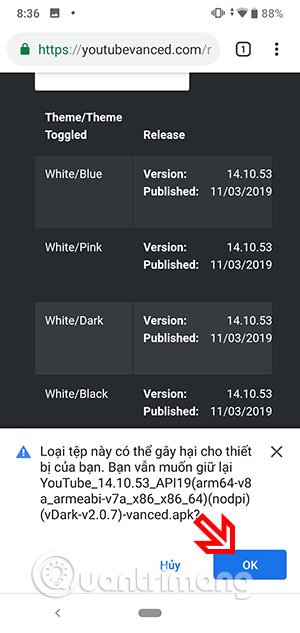 Tải về phiên bản APK Youtube Vanced