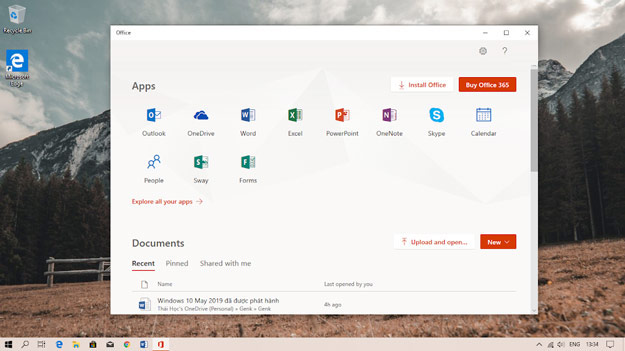Office trong Windows 10 May 2019 liên kết trực tiếp với ứng dụng Office nền web