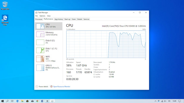 Giao diện Task Manager cũng được thay đổi