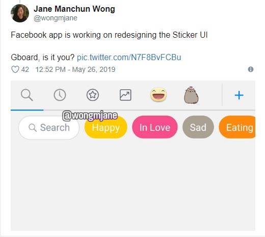 các nhãn dán trên Facebook sẽ được phân loại thành từng trạng thái cảm xúc khác nhau