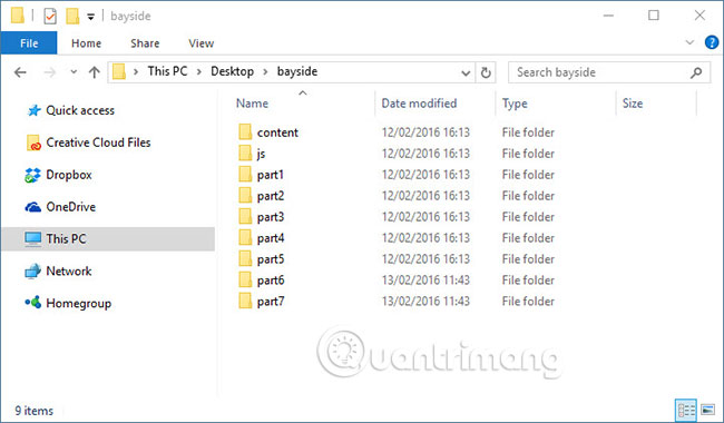 Tìm thư mục bayside