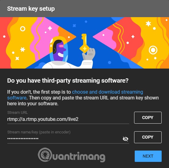 Ghi lại stream key