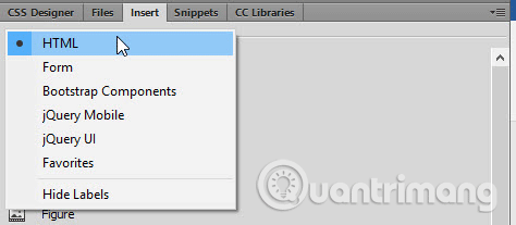 Chọn HTML từ menu thả xuống