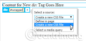Chọn Create a new CSS file