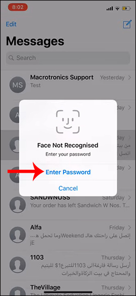 Báo lỗi Face ID