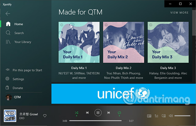 Giao diện ứng dụng