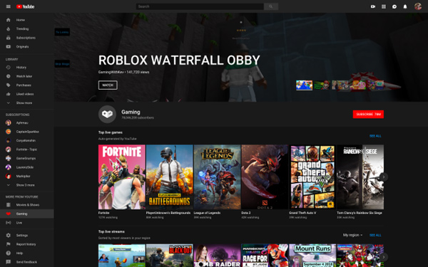 Ứng dụng YouTube Gaming