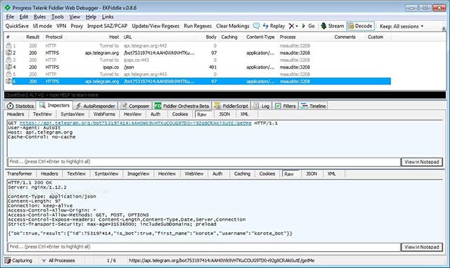 Trojan sẽ gửi nó cho kẻ tấn công bằng cách sử dụng Telegram