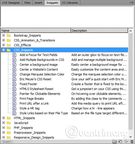 Chọn thư mục CSS_Snippets