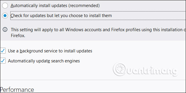 Tắt tự động cập nhật