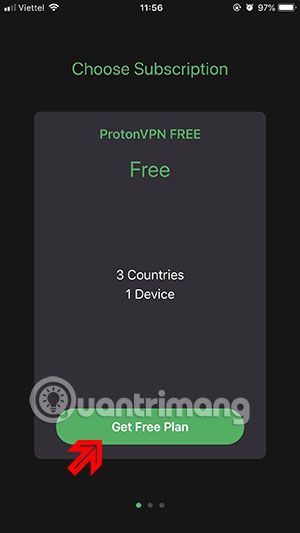 Bấm Free để sử dụng ProtonVPN miễn phí