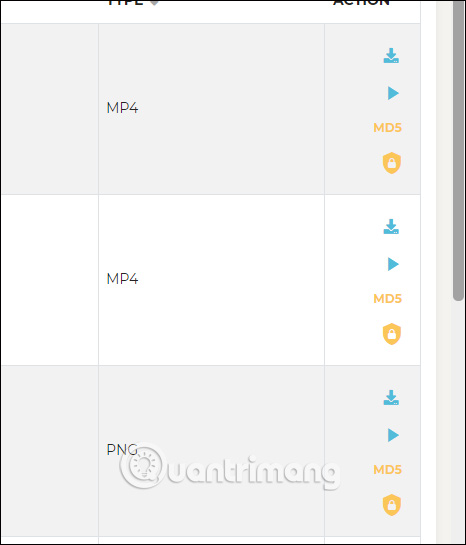 Tùy chọn file nhận được