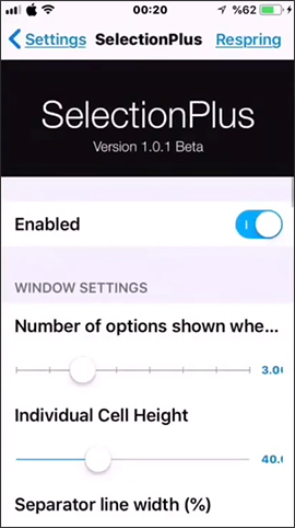 Giao diện thiết lập