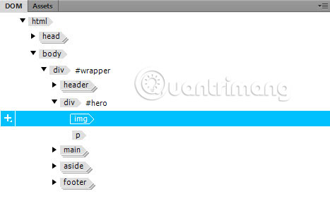 Kiểm tra xem phần tử img nằm giữa div # hero và p