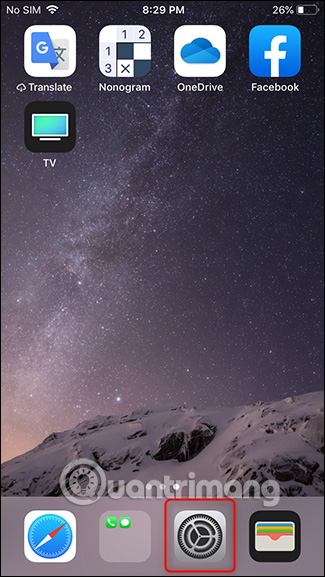 Truy cập vào Settings 