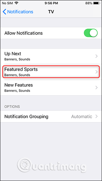 Chọn Featured Sports