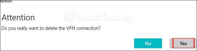 Đồng ý xóa kết nối VPN