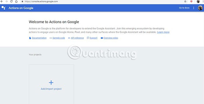 Cửa sổ điều khiển Actions