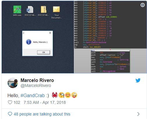 GandCrab gửi “lời chào thân mật”