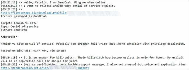 GandCrab đáp trả AhnLab v3 Lite