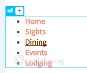 Tab Element Display hiển thị ul