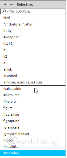 Kéo #menulink vào sau các kiểu liên kết khác