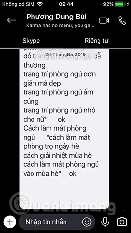 Giao diện chat chế độ tương phản