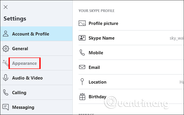 Thay đổi giao diện