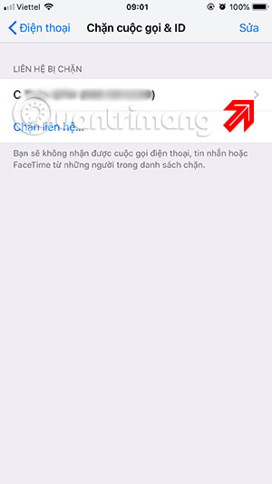 Danh sách số điện thoại bị chặn