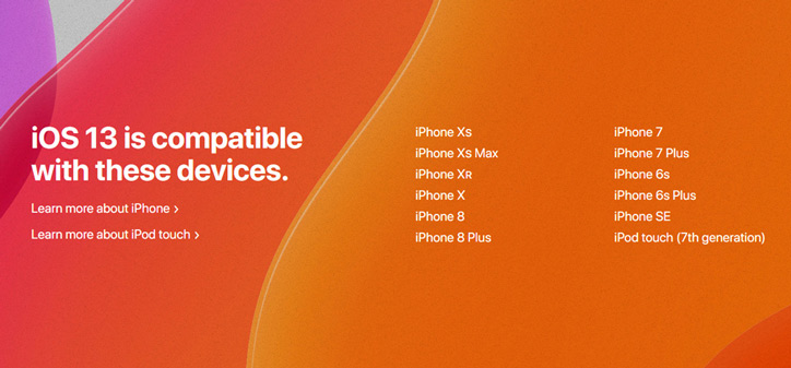 Danh sách các thiết bị được hỗ trợ lên iOS 13