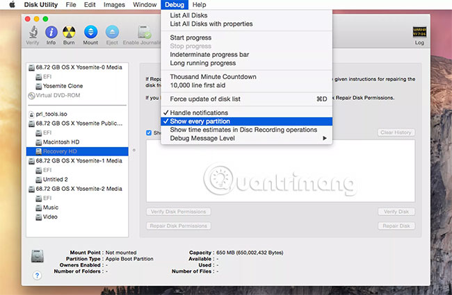 Tạo volume Recovery HD trên OS X Lion thông qua OS X Yosemite