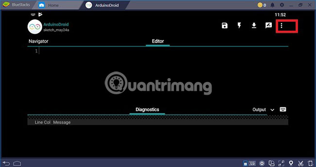 Vào menu 3 dấu chấm